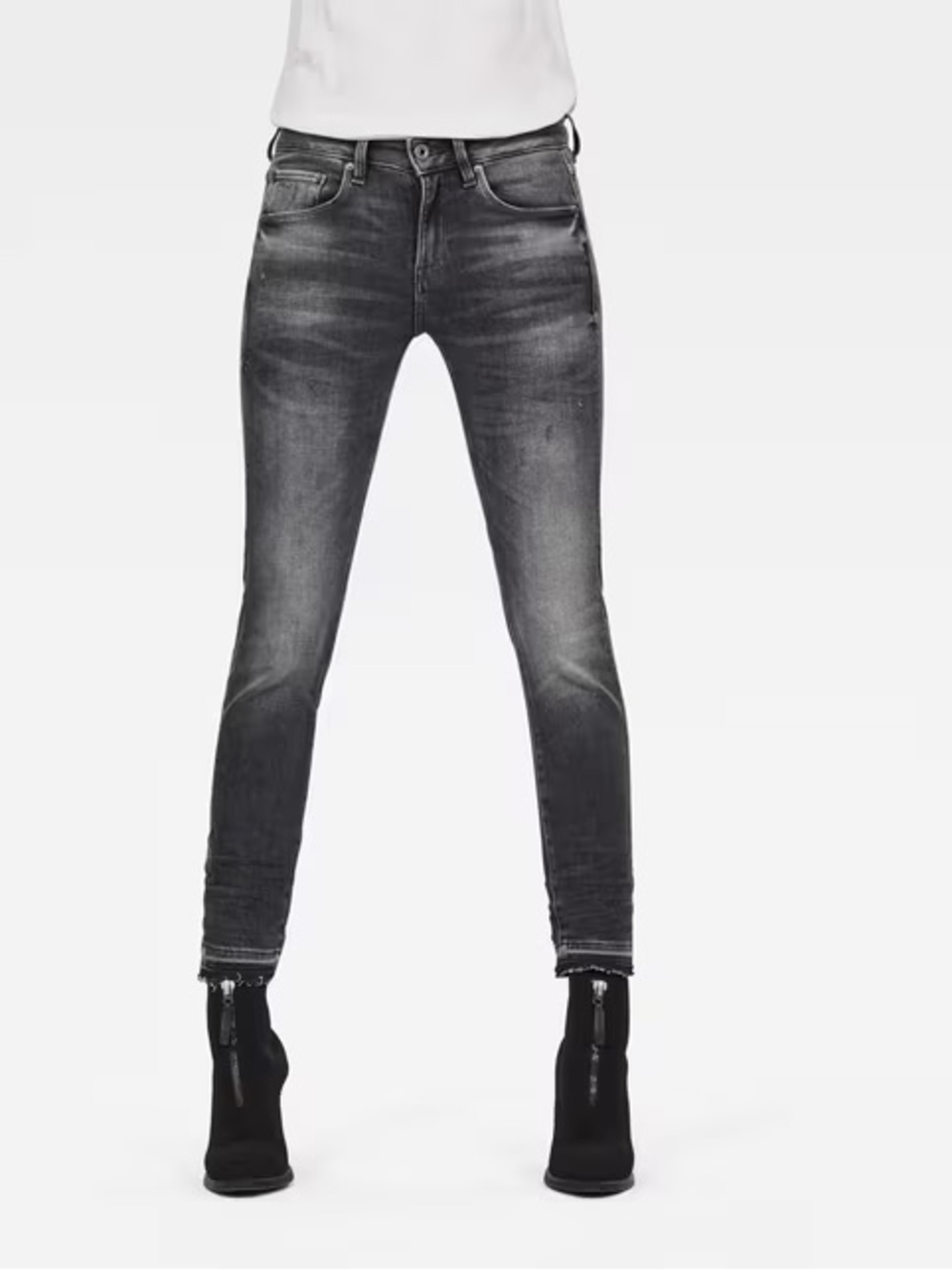 G-Star Raw Mid Skinny Ripped Edge Ankle Jeans Grey 29 8
